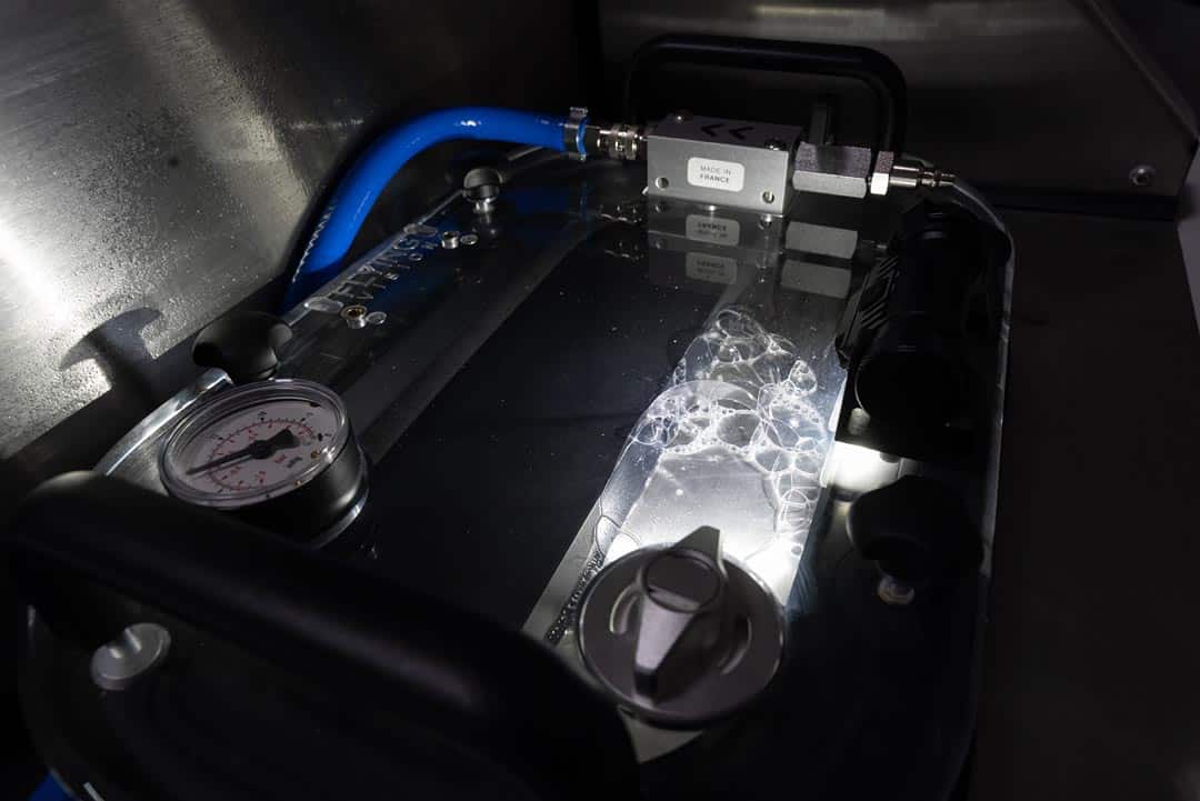 Photo of the led lighting option in action during leak testing